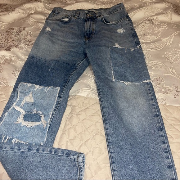 Stylish Blue Patchwork Women Jeans - Picture 8 of 9